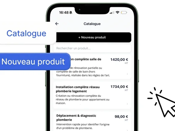 Interface de création de catalogue produits Lio